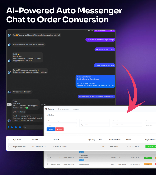 MessOrder – AI Powered Messenger Chat-to-Order Auto Conversion & Dashboard Order Storage (SaaS)